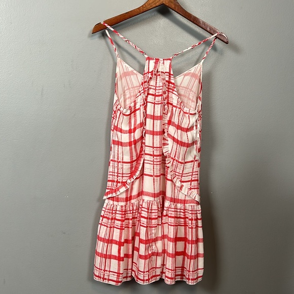 Avec Les Filles Dress Women Plaid  Windowpane Grid Check Mini White Red size S - Picture 8 of 13